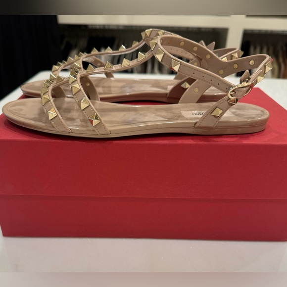 Valentino Shoes - Valentino ROCKSTUD FLAT RUBBER SANDAL. Size 38